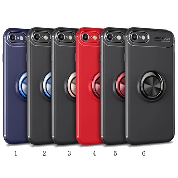 

50pcs/lot For iPhone X 5S SE 6S 6S Plus Invisible Stand Matte Ultra Slim Rotary Buckle Ring TPU Case For iPhone 8 Plus 7 7 Plus