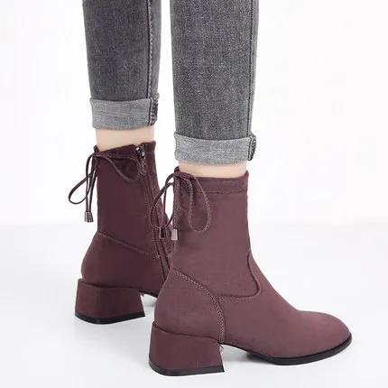 

British wind Martin boots women's boots 2018 autumn new short boots stiletto pointed high heels winter women's shoes