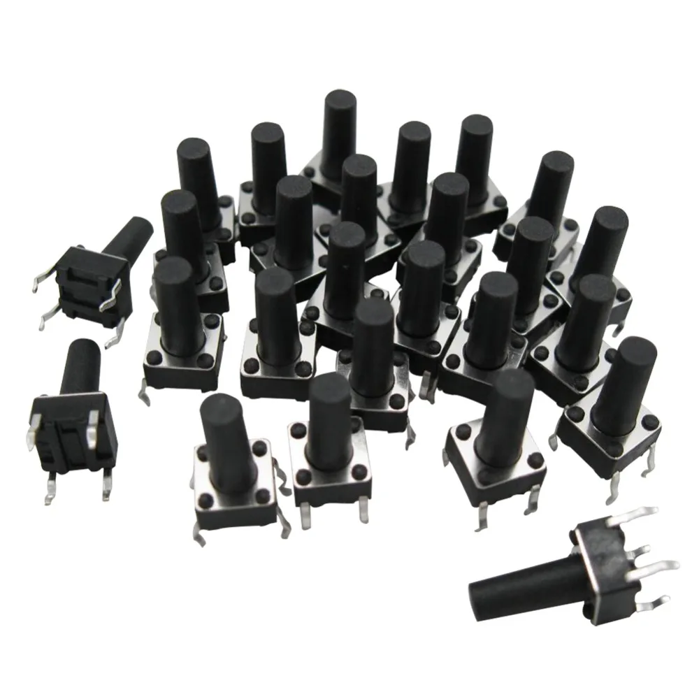 100pcs 6x6x12MM 4PIN Tactile Tact Push Button Micro Switch Direct Touch micro switch black 6*6*12 keys button DIP 4pin | Обустройство