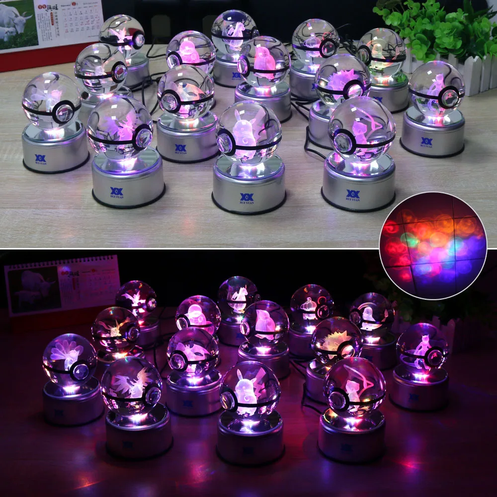 Kaufen Mewtu 3D Kristallkugel Pokemon Go Licht Glaskugel Gravur Runde Mit Schwarze Linie Ball LED Bunte Basis Kind der geschenk
