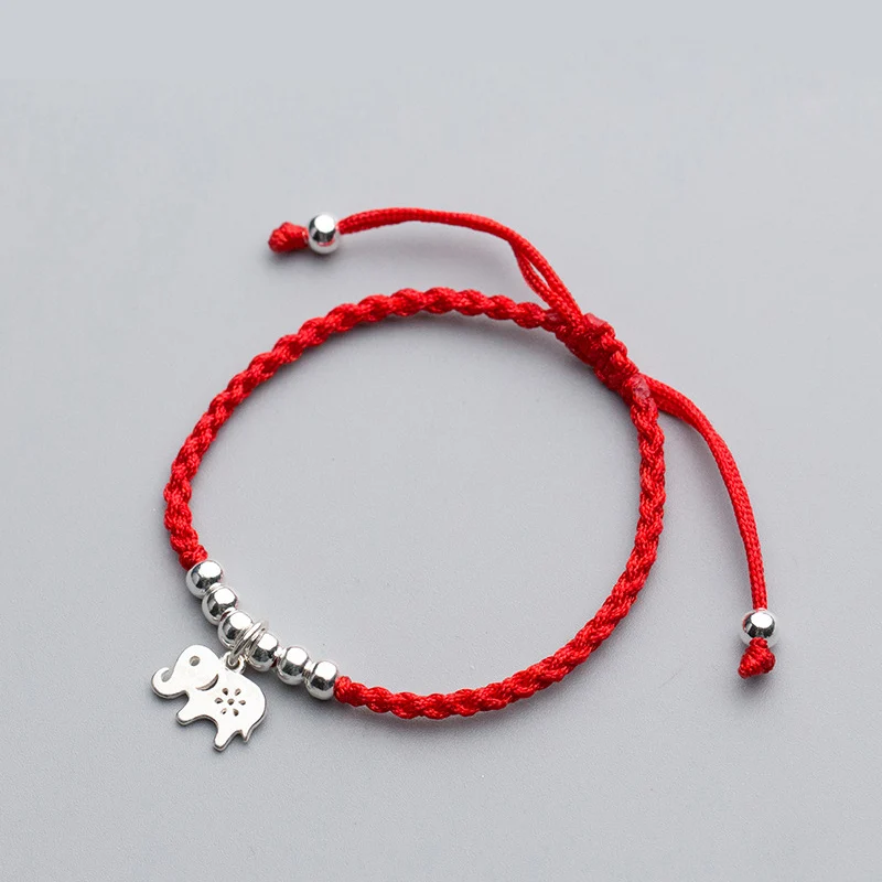 La MaxZa 925 серебро Слон Шарм классические красные веревки браслеты тканые красные нити украшение на нитке браслеты для женщин