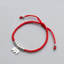 La MaxZa 925 серебро Слон Шарм классические красные веревки браслеты тканые красные нити украшение на нитке браслеты для женщин