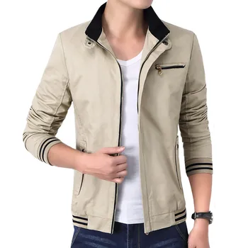 

Men's baseball collar fashion simple loose jacket / 2019 spring and autumn new Plus size casual stitching cotton coat