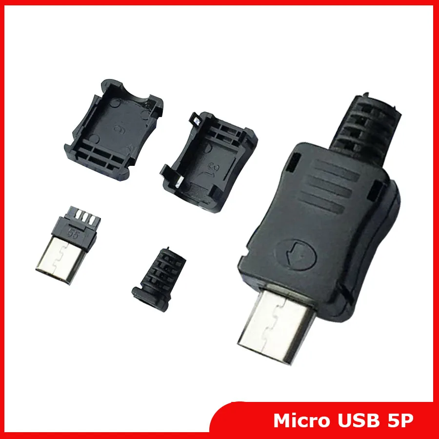 Free Shipping 10 sets 4 in 1 Micro USB 5P 5Pin Micro USB Plug Male ...