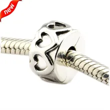DIY подходит Pandora Браслеты ряд сердец клип талисманы 925 пробы серебро бусины