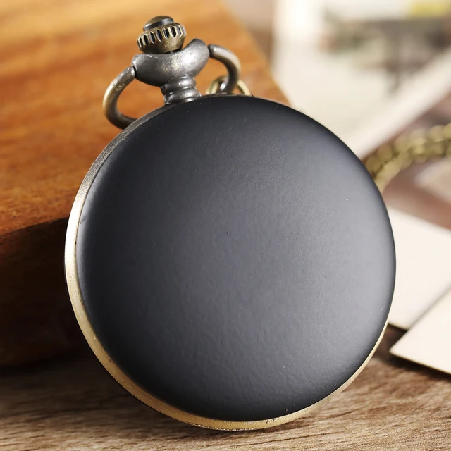 Vintage Black Smooth Pocket Watch Men Women Necklace Prendant Gifts Steampunk Qu Vintage Black Smooth Pocket Watch Men Women Necklace Prendant Gifts Steampunk Qu