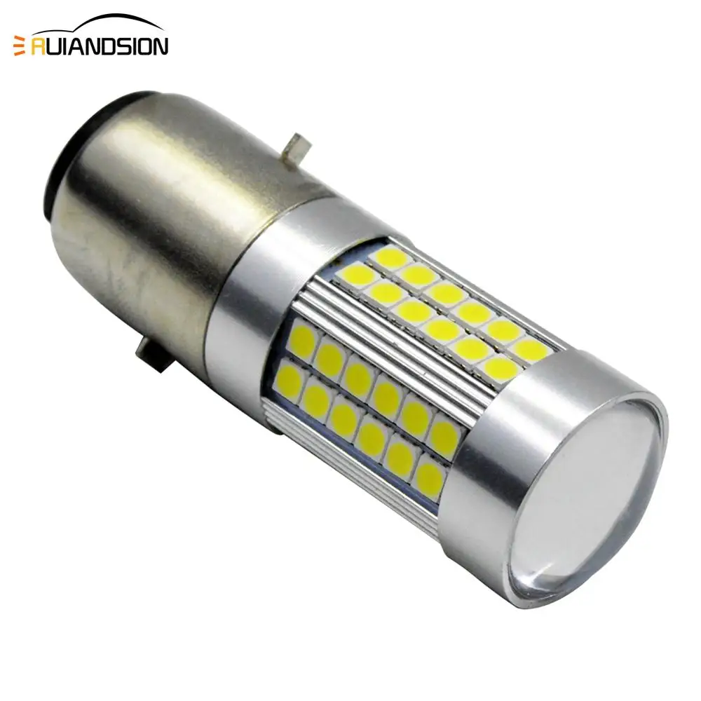 Светодиодный светильник BA20D H6 для мотоцикла лампа 66 3030 SMD 6 в 12 В белый Hi/Lo мопеда