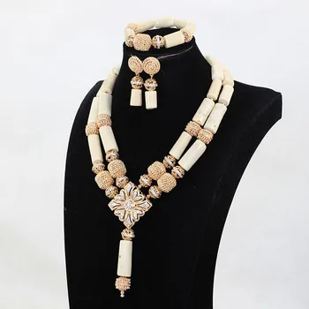 

Classic white nigerian beads necklaces corals indian bridal jewelry sets beads jewelry sets Free shipping JB111