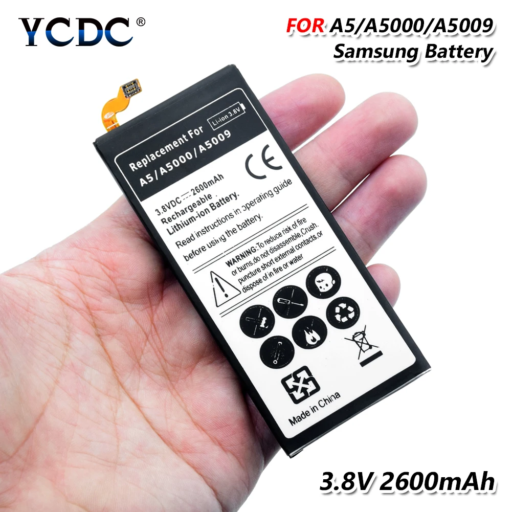 

YCDC 1PC 3.8V 2600mAh A5/A5000/A5009 Lithium Rechargeable Battery For Samsung Galaxy SM-A500F/SM-A500FU/SM-A500K/SM-A500H