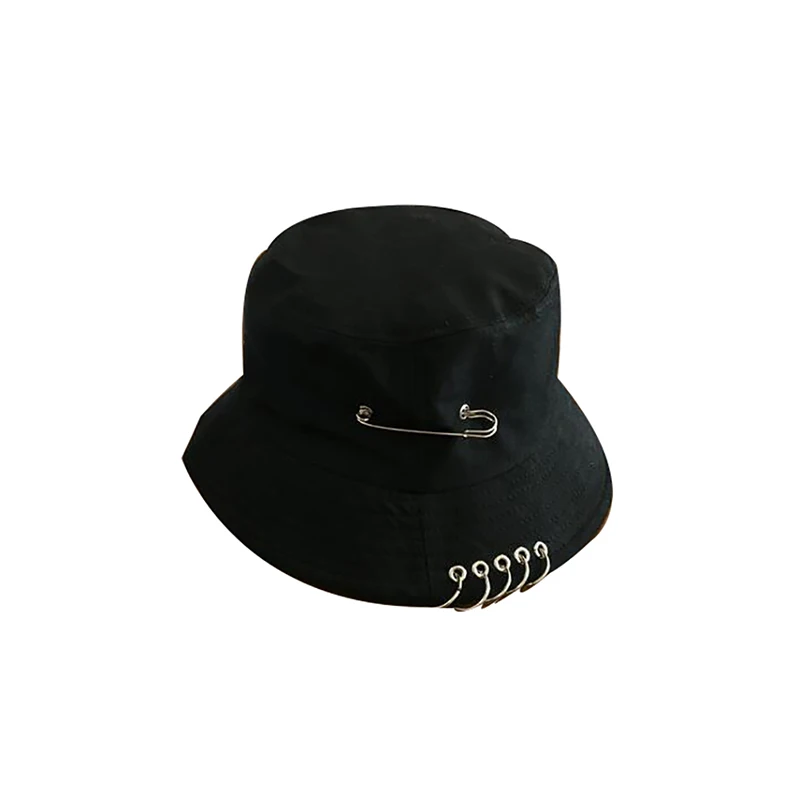 Рыбацкая уличная охотничья крутая унисекс железное кольцо Панама шляпа лето осень мода сплошной цвет Рыбалка Солнцезащитная шляпа складная Рыболовная Шапка - Цвет: black