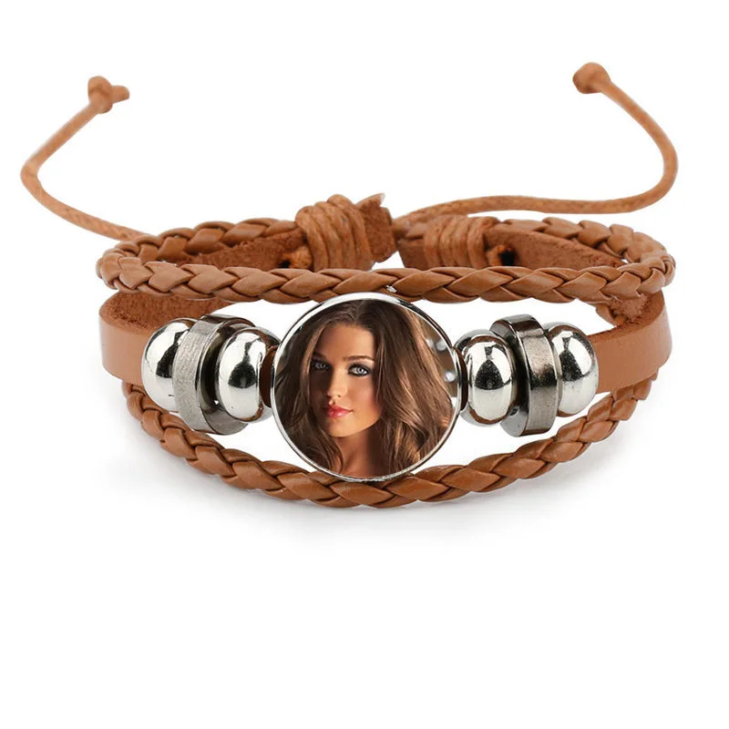 

bracelets for dye sublimation cowhide knitted bracelet jewelry for women men hot transfer printing custom jewelry 2018 new style