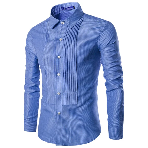 New Design Palace Style Fold Long Sleeve Shirt Men Casual Cotton Brand
