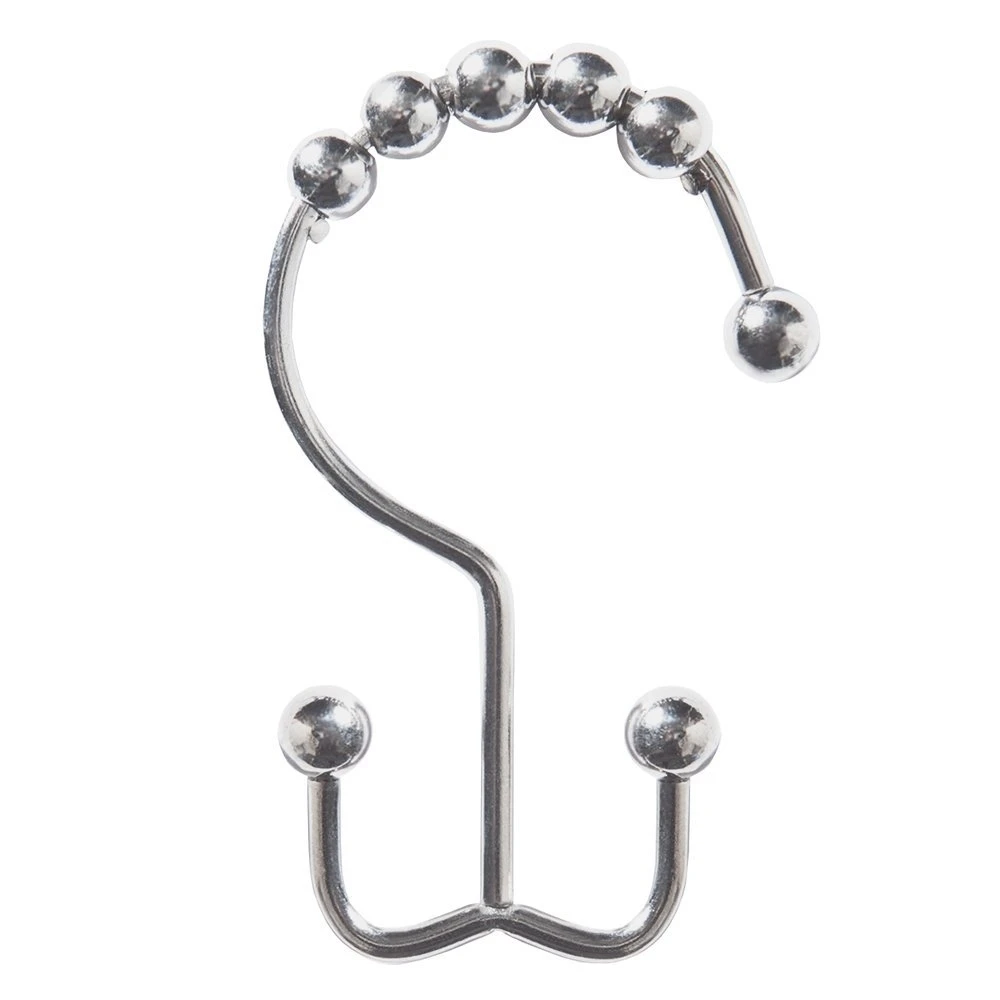 12pcs Chrome Mills Metal Double Glide Shower Ring Shower Curtain Liner Hooks (2)