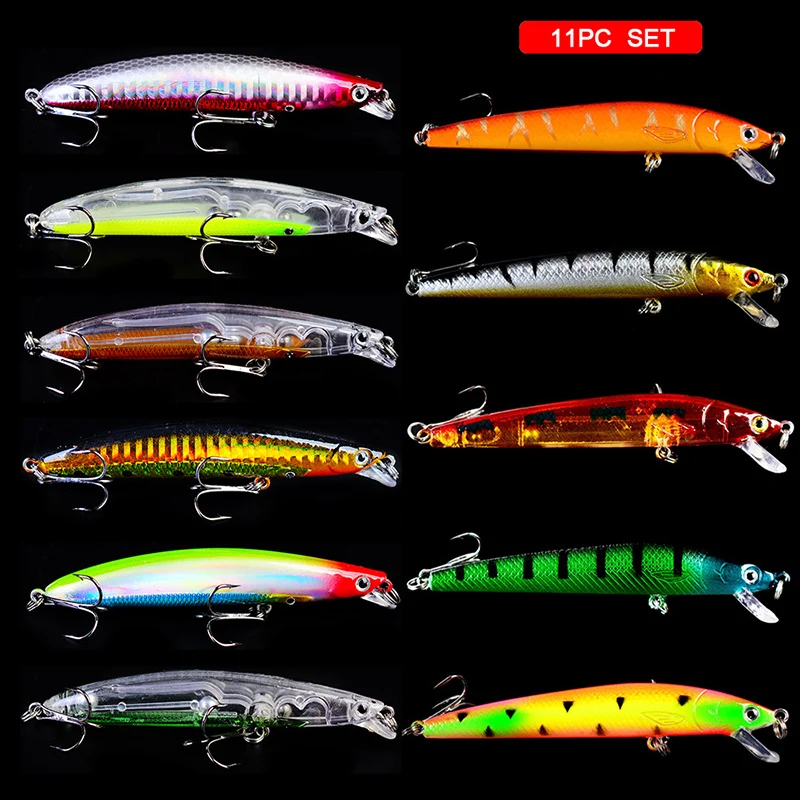 

11 Pcs 9.5 Cm Fishing Lure Bait Set Artificial Hard Bait Fish Lure Wobblers Minnow Crankbait Fishing Tackle Hot Sale 2019