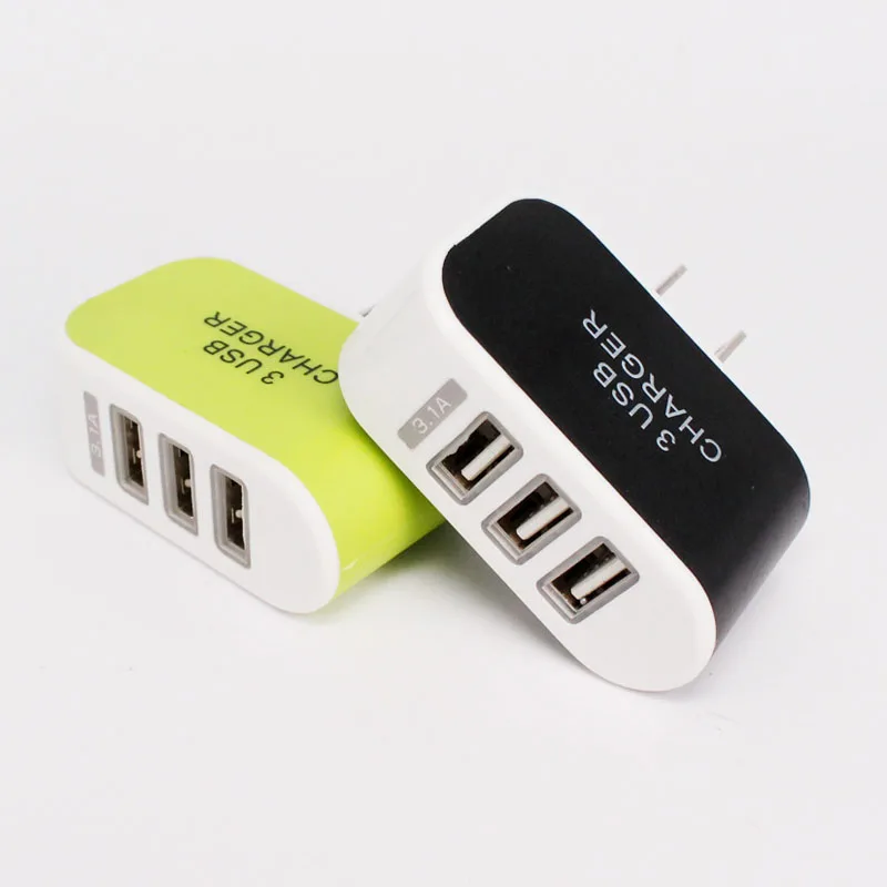 mobile phone chargers 3 usb ports 3A US USA AC home wall charger adapter power plug for iphone 4 5 6 for samsung s3 s4 note 2 3 for htc quick charge 2.0