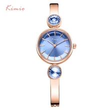 Бренд KIMIO, женские часы из нержавеющей стали, роскошные, с голубым драгоценным камнем, стразы, браслет, часы, водонепроницаемые, женские кварцевые часы, Montre Femme