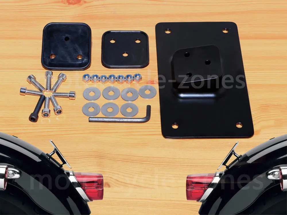 Черный хром Laydown номерной знак ж/Монтажный кронштейн комплект для Harley Sportster Dyna Big Twins 1973 - Цвет: Коричневый