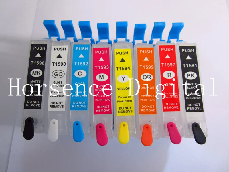 Newest Refillable Ink cartridges T1590 T1599 For Epson Stylus Photo R2000 printer with Permanent
