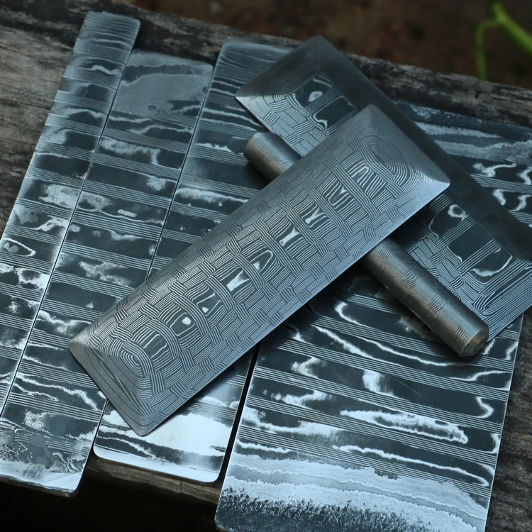 Basketweave Дамасская нержавеющая сталь Сделай Сам нож для изготовления дамасской стали нож пустой