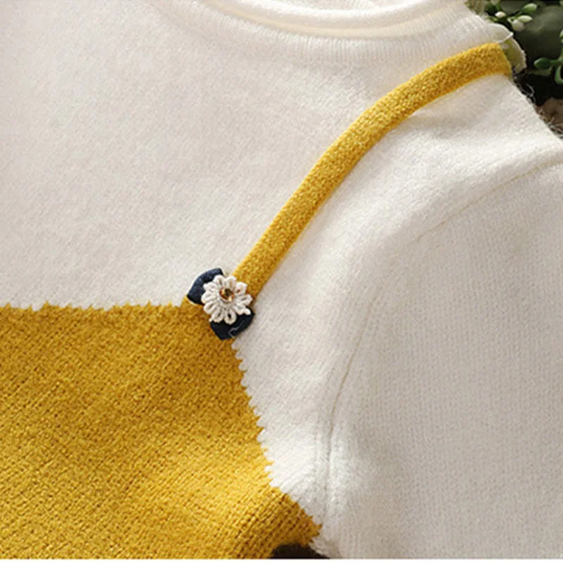 Новинка года; свитера для девочек; сезон осень-зима; Модный хлопковый свитер для маленьких девочек; милый детский вязаный пуловер в стиле пэчворк; RT043
