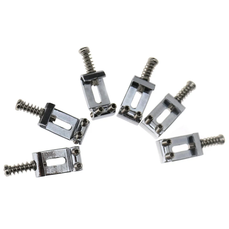

HOT-Set of 6 Replacement Chrome Tremolo Bridge Saddles For Electric Guitar