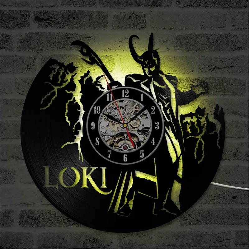 Мстители Виниловая пластинка настенные часы с 7 цветами изменение Marvel Comics светодиодный настенные часы Железный человек и Капитан Америка и Тор Подвесные часы