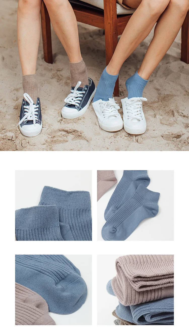 VERIDICAL 5 pairs/lot ankle socks woman solid loose crew Boat Socks harajuku socks cotton Good Quality calcetines mujer 10 color