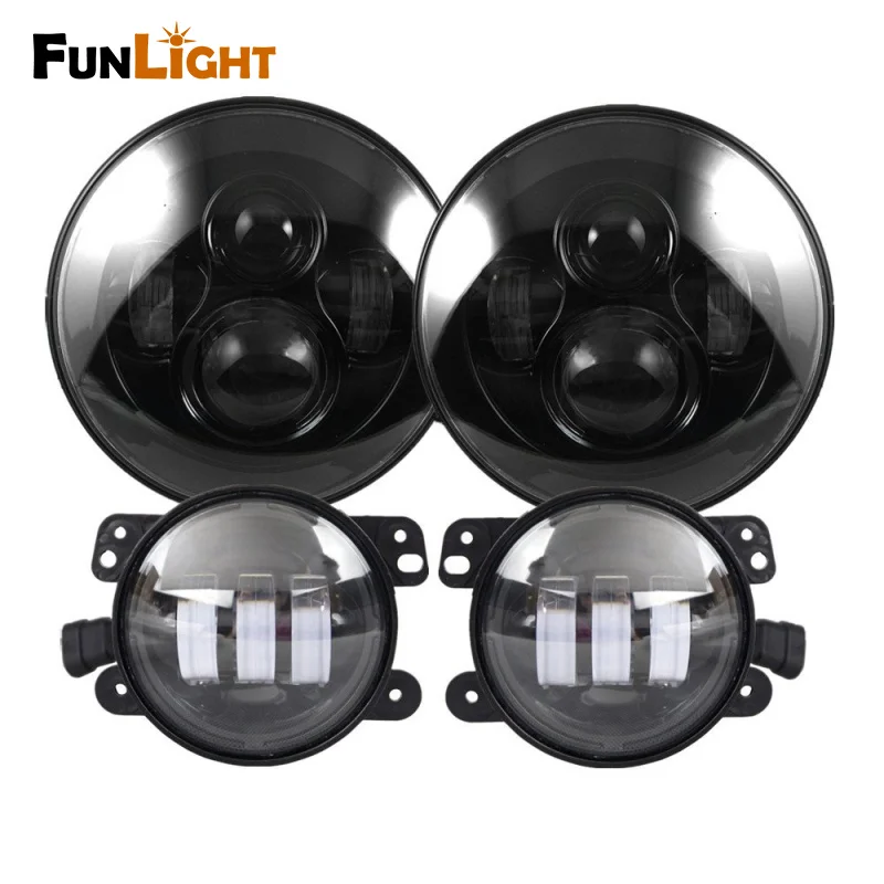 Black 7 inch Round 40W LED Headlight with High/low beam +1pair 4 inch led fog light for jeep Wrangler JK TJ LJ Black 7 inch Round 40W LED Headlight with High/low beam +1pair 4 inch led fog light for jeep Wrangler JK TJ LJ