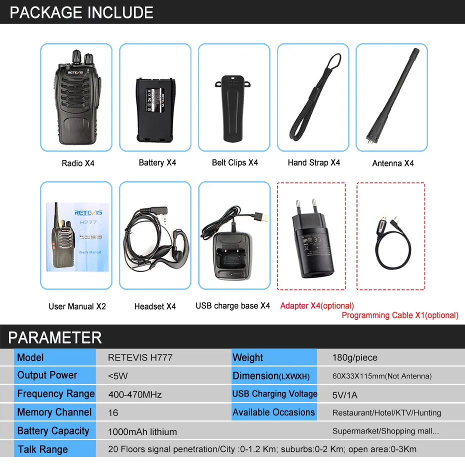 4 шт. удобная портативная рация RETEVIS H777 3 Вт UHF трансивер двухсторонняя радиостанция коммуникатор двухсторонняя рация для отеля