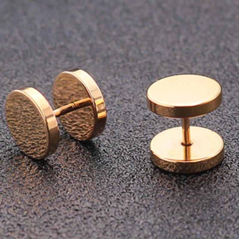 

XIN JIAO Stylish black and silver stainless steel studs in different sizes and neutral titanium steel studs for men and women