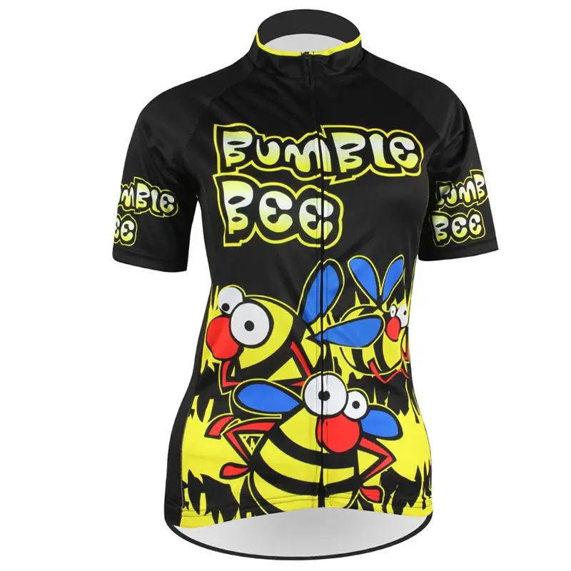 

New BUMBLE BEE Pattern Womens Short Sleeve Cycling Apparel Spring And Summer Black Bicycle Clothing Size XS-5XL