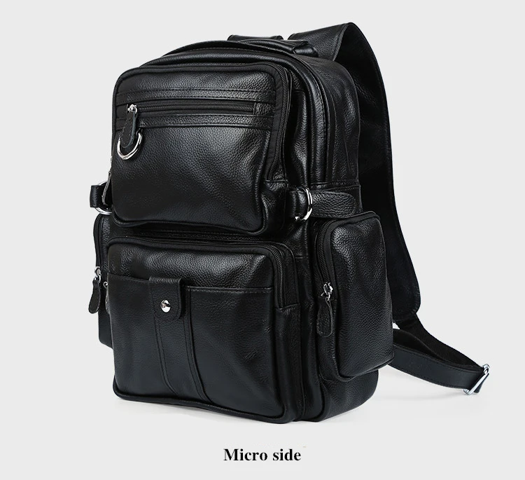 TIANHOO рюкзак из натуральной мягкой кожи, Черная мужская сумка с рисунком личи для путешествий, 13 дюймов, сумки для ноутбука, походные сумки для ipad Air