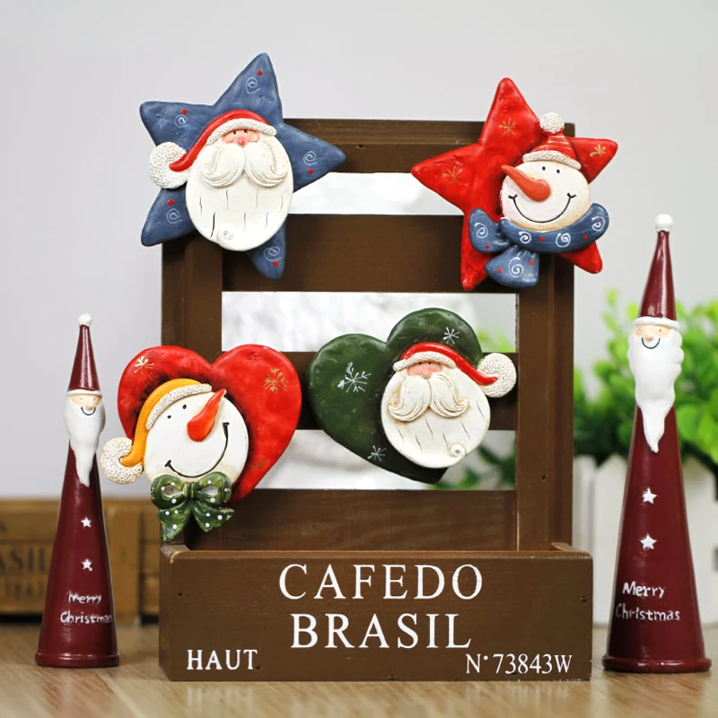 Рождество Санта Клаус магнит на холодильник 4 шт./лот смолы, магниты на холодильник Творческий дом украшения Новогодние подарки