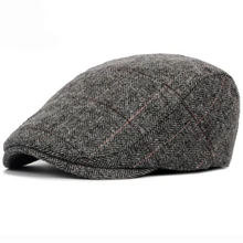 HT1329 2019 Otoño Invierno hombres gorra sombreros boinas estilo occidental británico lana avanzada boina plana clásica vintage a rayas boina gorra