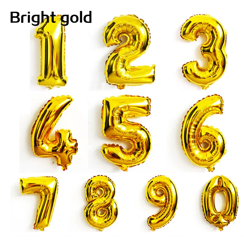 hot sale 16 inch Bright Gold balloons Digital 0-9 Number Balloons Wedding Birthday Party Decorative Inflatable balloon | Дом и сад