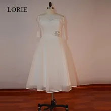 Cheap Tea Length Wedding Dresses 2017 Vestido Noiva Curto Boat Neck Sexy Bridal Dresses With Zipper