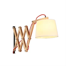 Modern Home Wood Retractable Wall Lamps E27 Living Room Lights Bed Wood Bedroom Living Room Wall Lamp Study LED Lights Luminaire modern brief bedside solid wood wall lamp oak wood wall lights for bedroom living room hotel wall led