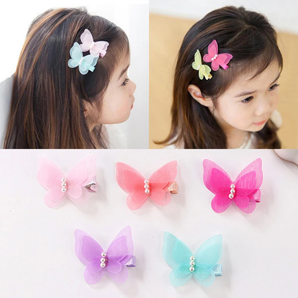 

Girls Butterfly Tie Hairpins Bow Knot Gauze Hair Clips Baby Bowknot Hairclip Random Color