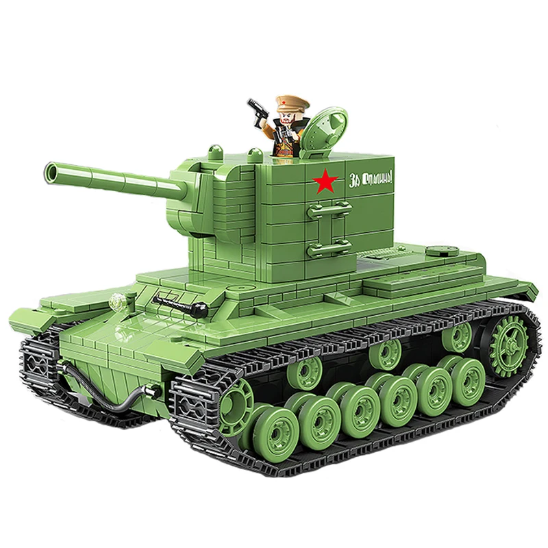

World War II WW2 KV-2 Heavy Panzer Tank Model Building Blocks Legoing Military Series 100071 Children Gift Toys 818Pcs Bricks