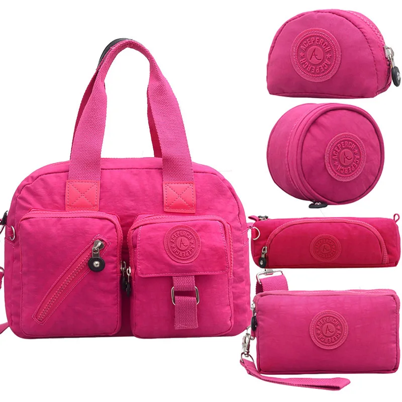 5 шт./компл. Повседневное Bolsa Для женщин сумка на плечо, сумка-клатч роскошные дизайнерские Сумки Для женщин сумки с принтом «обезьяна» кулон - Цвет: Rose Red