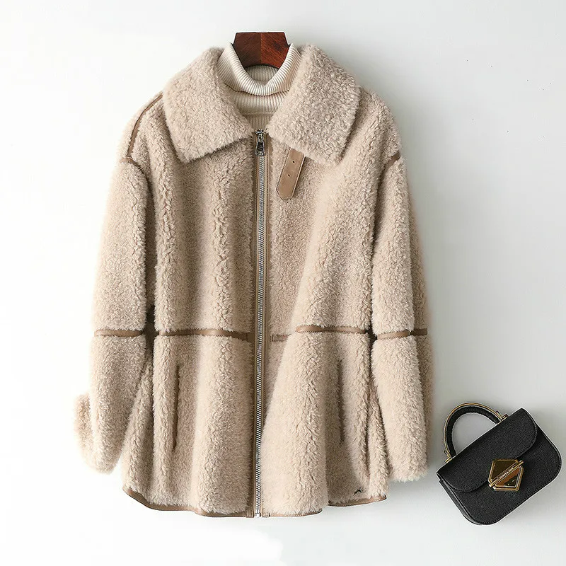 

Real Fur Coat 100% Wool Jacket Autumn Winter Coat Women Clothes 2019 Korean Sheep Shearling Suede Lining Abrigo Mujer YS968615