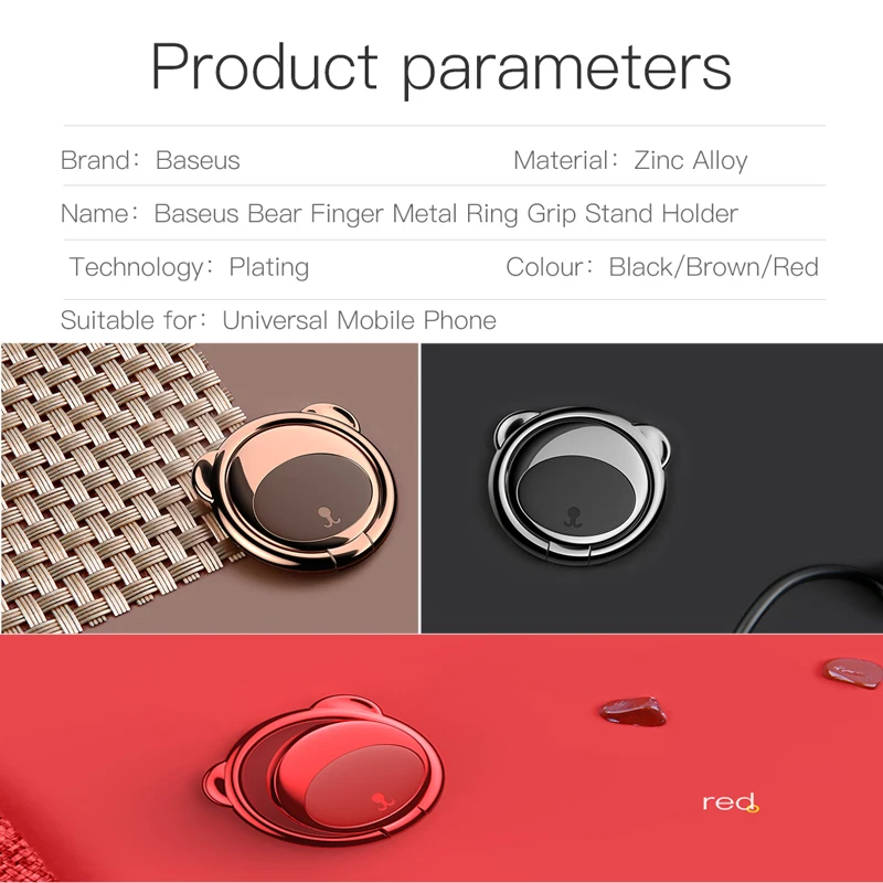 Baseus Metal Finger Ring Holder For iPhone Samsung Xiaomi Phone Ring Stand Mobile Phone Holder For Magnetic Car Phone Holder