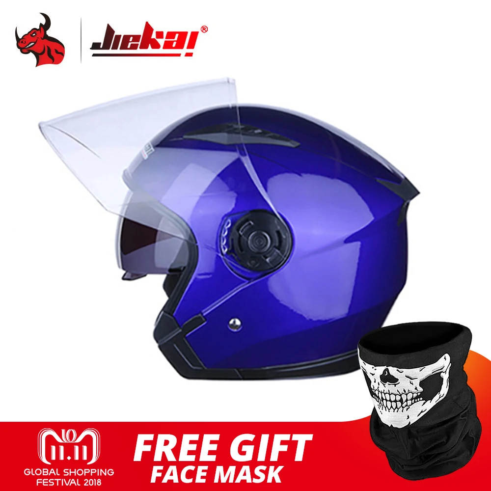 Мотоцикл Jiekai шлем откидной двойной козырек Мото шлем Capacete Para Motocicleta Cascos Para Moto Capacetes для мужчин и женщин - Цвет: Синий