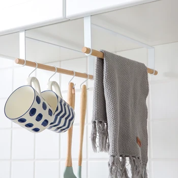 

Creative Iron Storage Rack And Hook Paper Towel Rag Cup Sundries Storage Holder Cabinet Wardrobe Space Saving Kitchen Organizer
