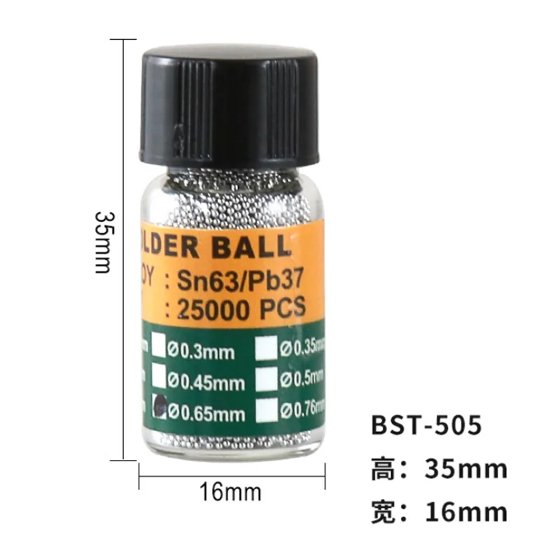 BGA шарики(0,2 0,25 0,3 0,35 0,4 0,45 0,5 0,55 0,6 0,65) BGA припой мяч этилированные Инструменты для ремонта BGA Rework BST-505