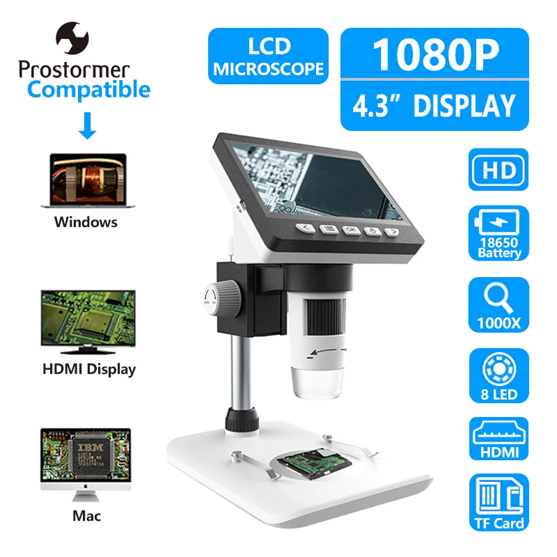 

Antscope 4.3"LCD1000x Industrial Solder Tool Digital Microscope Camera for Mobile Phone Repair Microscope With Stand Microscopio