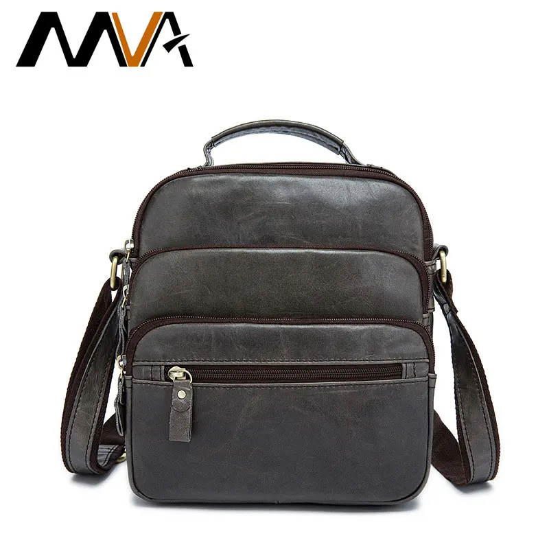 

MVA New Men Genuine Leather Bag Men's Shoulder Bags Retro First Layer Leather Messenger Bag Male Zipper Solid Color Bags ZZ-53