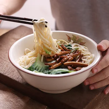 

Japan Style Bamboo Plant handpanited ceramic bowls 8 inch porcelain tableware under glazed noodle soup bowls round fruit bowl