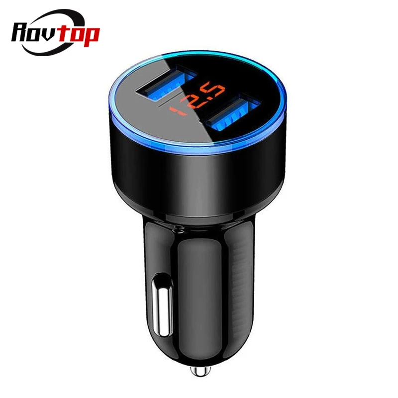 Rovtop 3.1A двойной USB Автомобильное зарядное устройство с светодиодный дисплей Автомобильный детектор напряжения монитор для Iphone X 8 samsung Ipad Z2