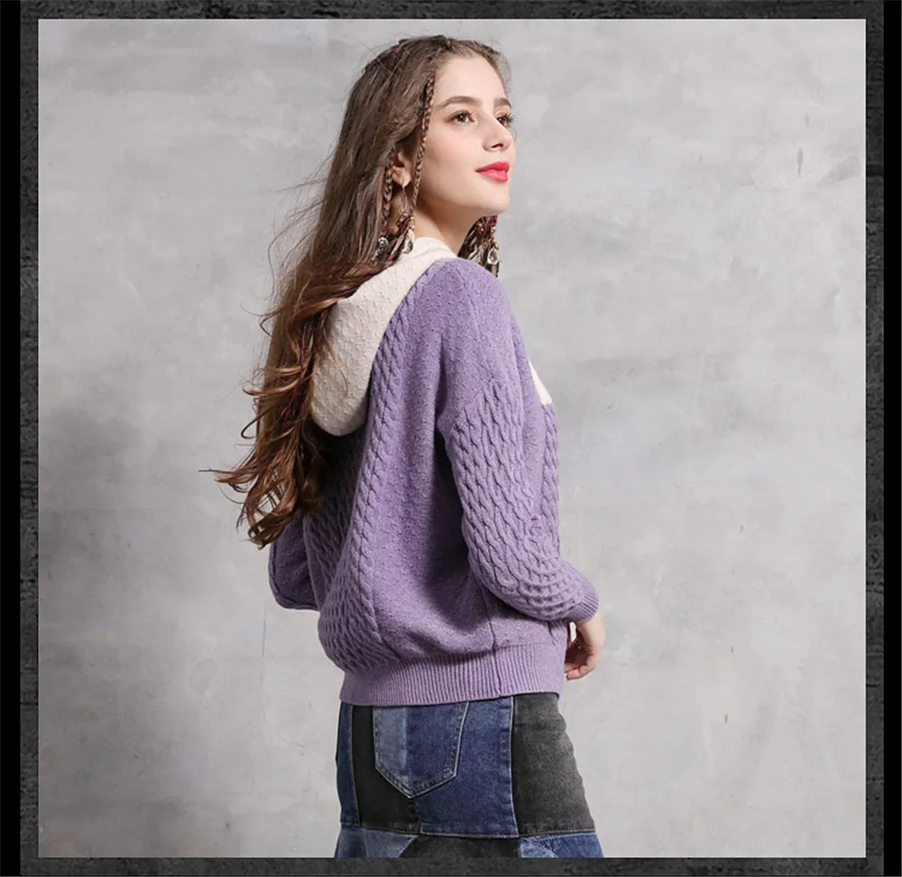 Vintage Female Knitted Hooded Sweater 2018 Winter Cotton Wool Pullover Long Sleeve Letter Skin Friendly Sweaters For Women (16)